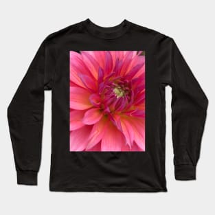 Neon Pink Summer Dahlia Bud Long Sleeve T-Shirt